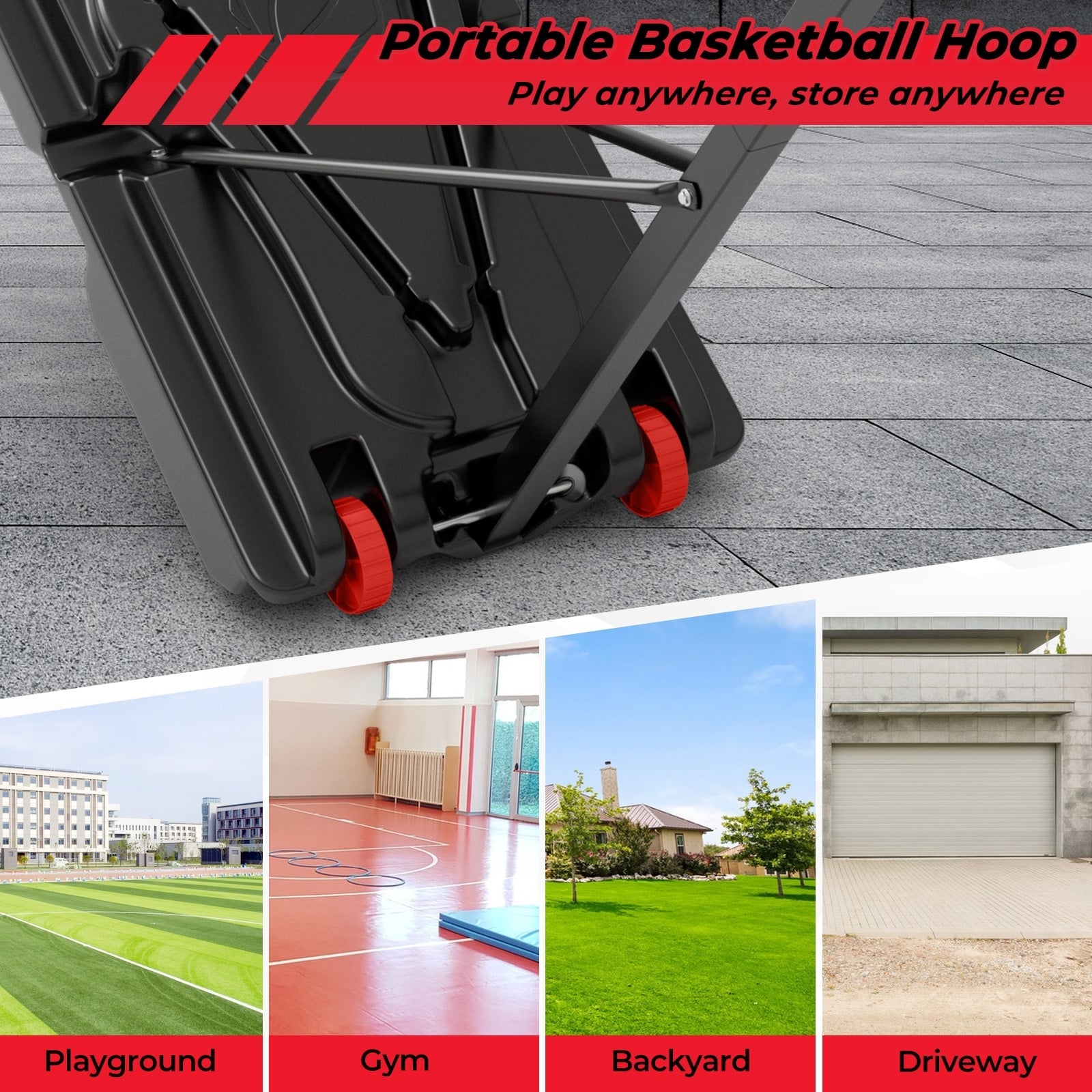 Adjustable Basketball Hoop, 5-10 Feet Height, Indoor Outdoor, Black Sport Equipments at Gallery Canada