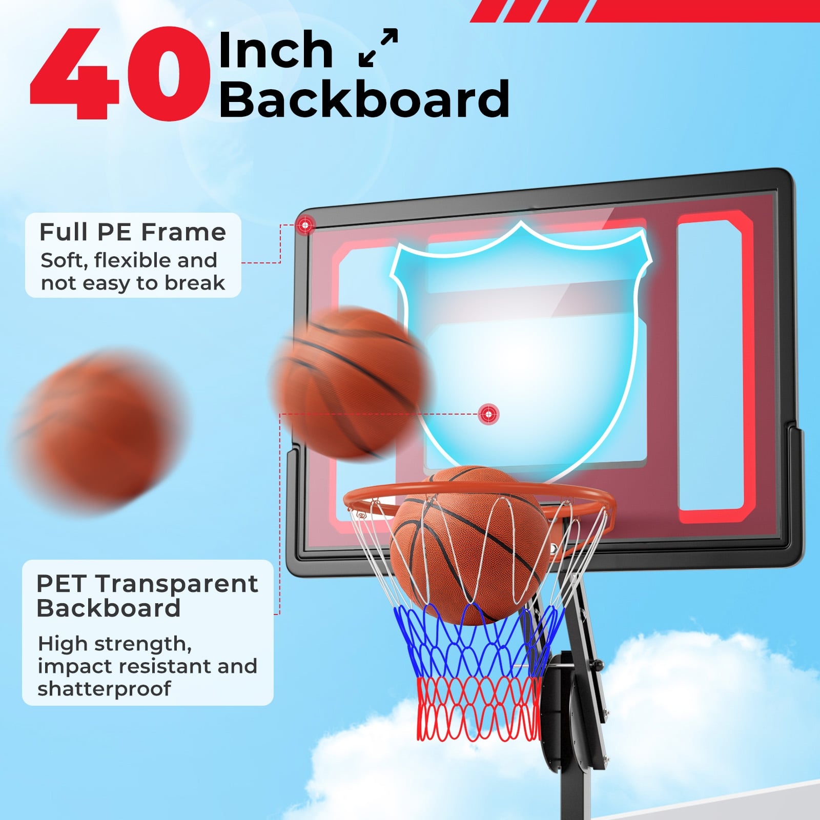 Adjustable Basketball Hoop, 5-10 Feet Height, Indoor Outdoor, Black Sport Equipments at Gallery Canada
