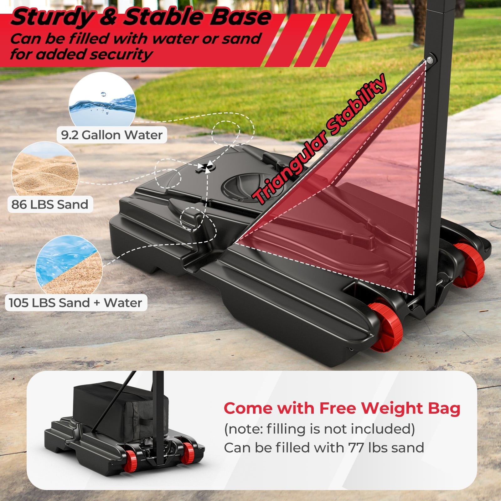 Adjustable Basketball Hoop, 5-10 Feet Height, Indoor Outdoor, Black Sport Equipments at Gallery Canada