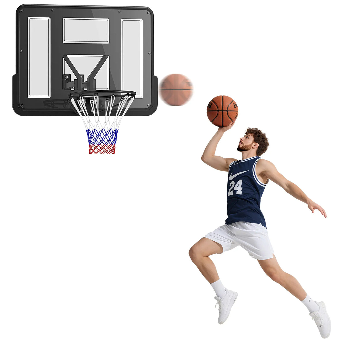 Wall Mounted Basketball Hoop, 43" Shatter Resistant Backboard, All Weather Net Basketball at Gallery Canada