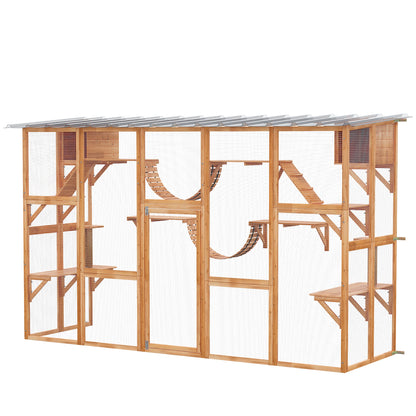 Large Outdoor Catio, Condos, Platforms, Doors, Ladders, Weather-Resistant Roof, Orange Outdoor Cat Enclosures Orange at Gallery Canada