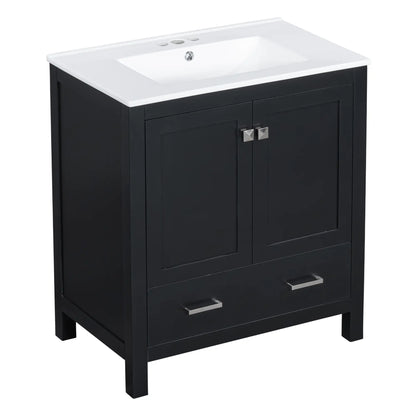 30" Bathroom Vanity, Single Undermount Sink, Soft-Close Doors, Black+White Sink Cabinets at Gallery Canada