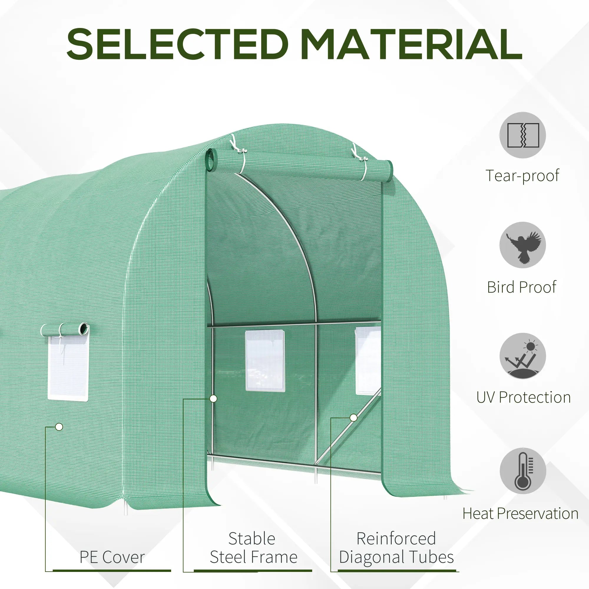 15' x 6.6' x 6.6' Walk-in Greenhouse, PE Cover, Roll Up Door, Windows Walk In Greenhouses at Gallery Canada