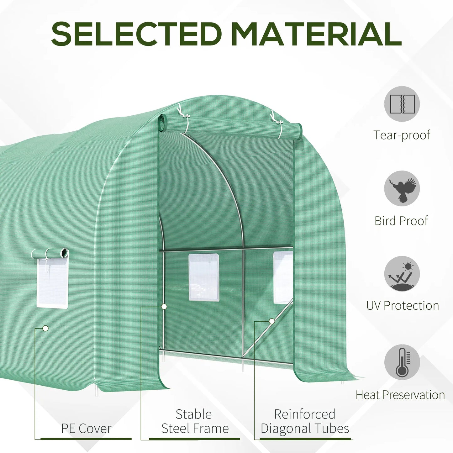 15' x 6.6' x 6.6' Walk-in Greenhouse, PE Cover, Roll Up Door, Windows Walk In Greenhouses at Gallery Canada