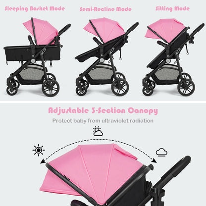 2 In 1 Foldable Newborn Baby Stroller, Pink Baby Strollers at Gallery Canada