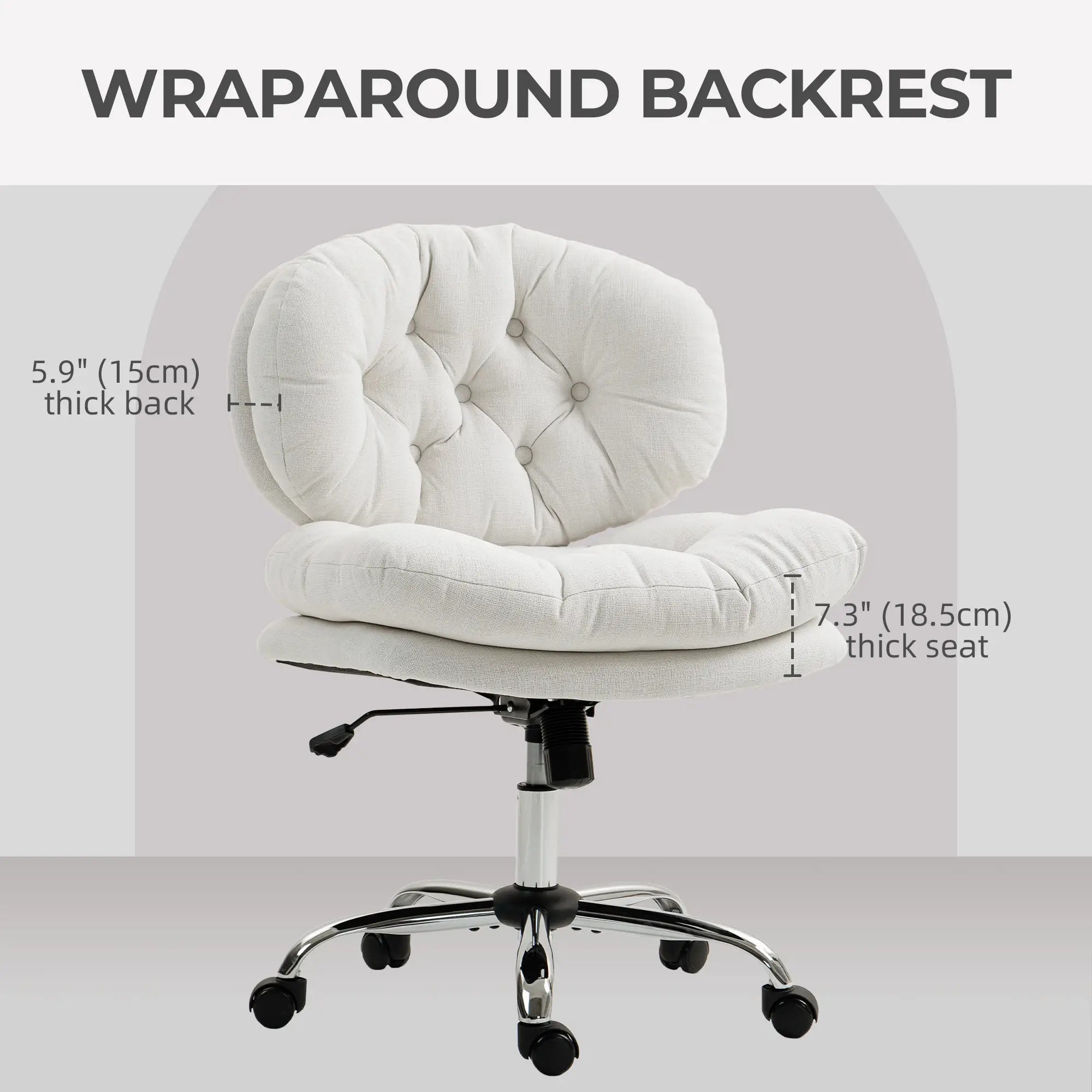 Armless Office Chair, Wide Padded Seat, Adjustable Height, Cream White Task Chairs at Gallery Canada