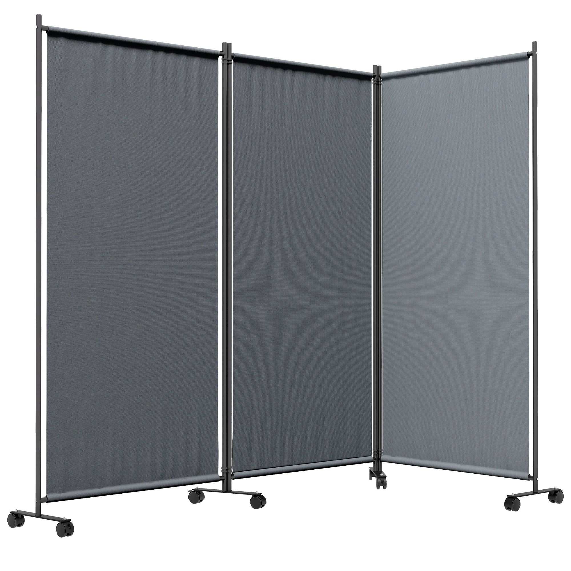 Folding Room Divider with Wheels, Privacy Screen, 6ft Tall Side Awnings Dark Grey at Gallery Canada