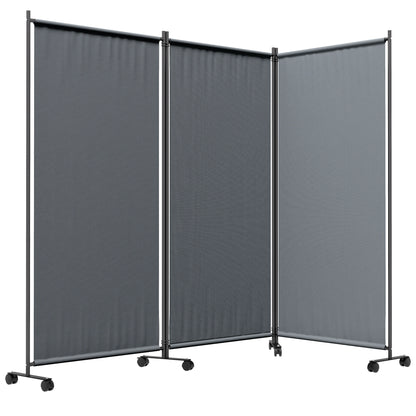 Folding Room Divider with Wheels, Privacy Screen, 6ft Tall Side Awnings Dark Grey at Gallery Canada