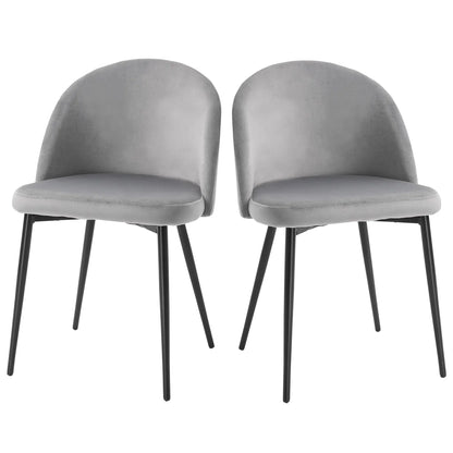 Set of 2 Mid-Back Dining Chairs, Velvet Upholstery, Dark Blue Bar Stools at Gallery Canada