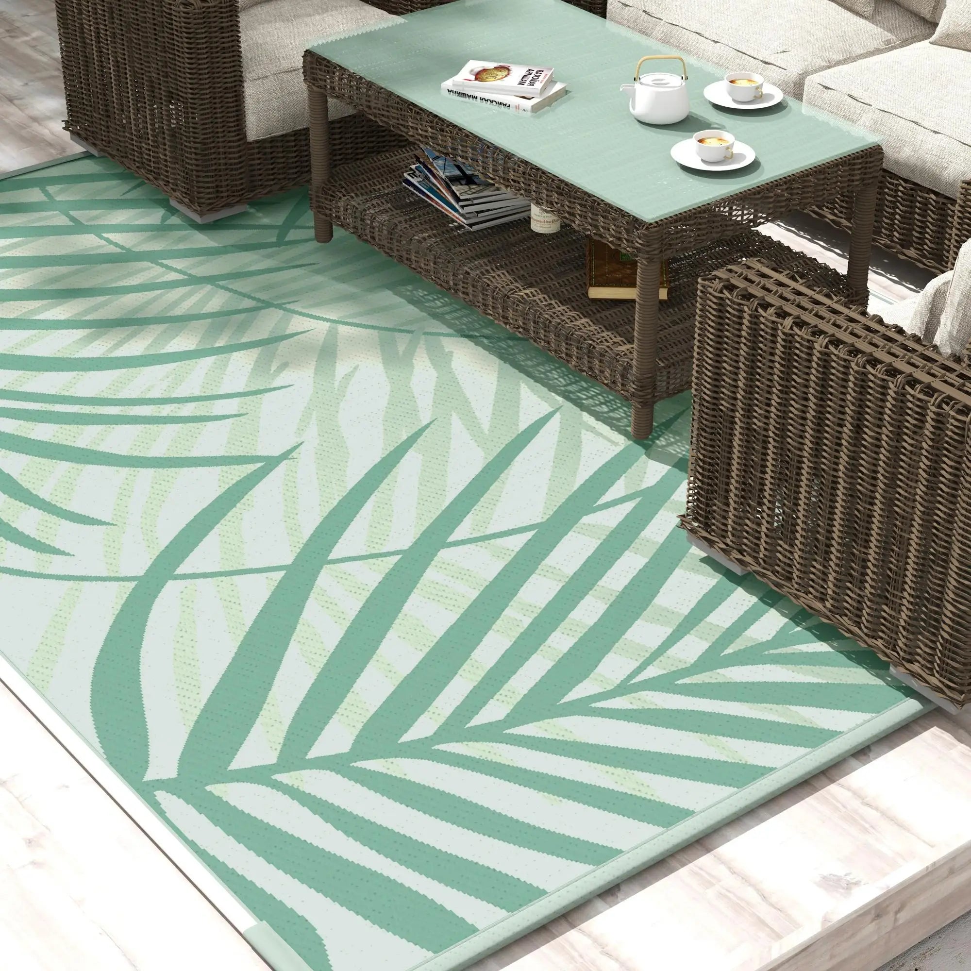 Reversible Outdoor Rug, 9' x 12', Waterproof, Portable RV Camping Carpet Garden Decor at Gallery Canada
