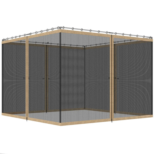 Gazebo Mosquito Netting, 12' x 12', Zipper Screen Walls, Black, Khaki Gazebo Sidewalls Khaki at Gallery Canada