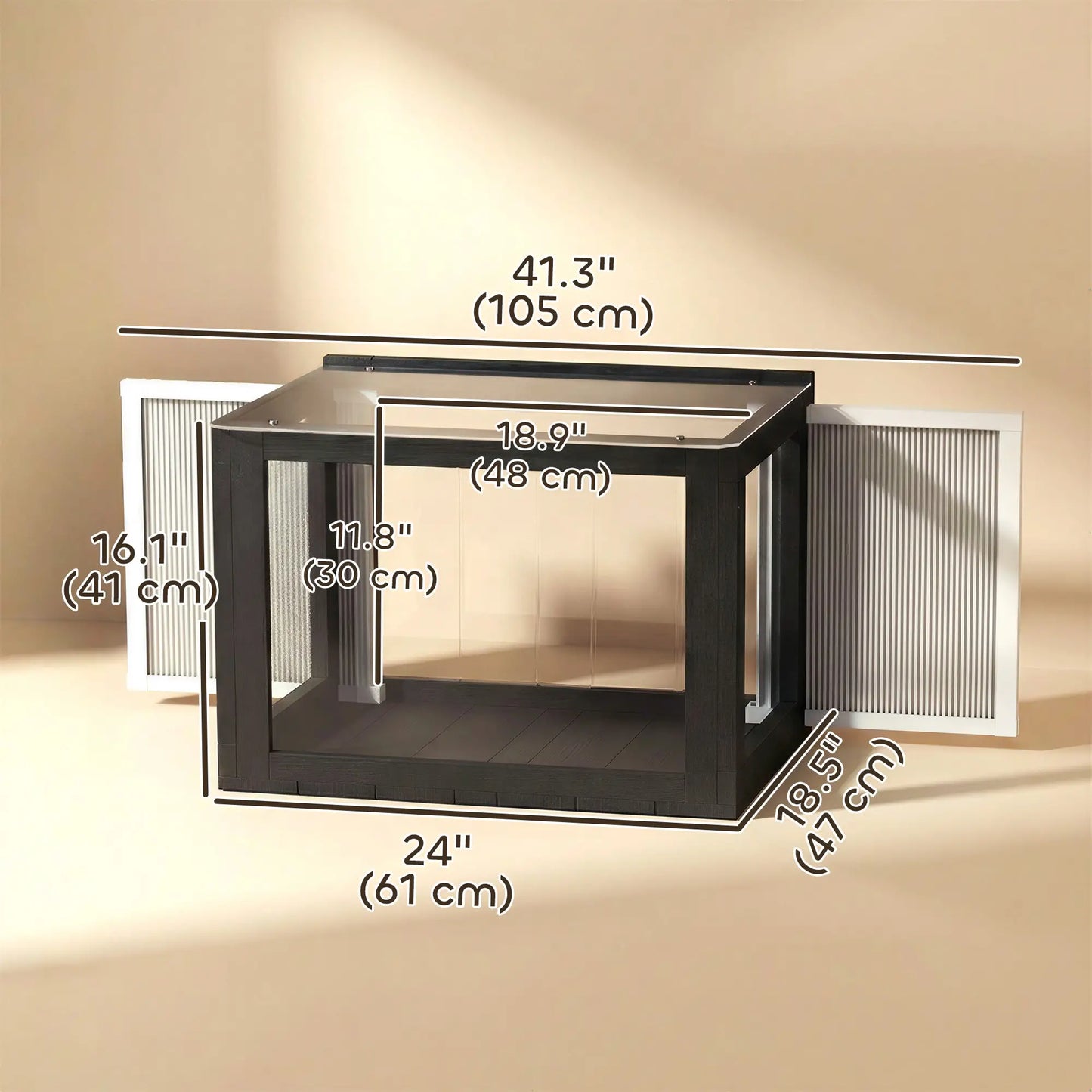 Outdoor Cat Enclosure, Adjustable Cat House, Waterproof Top, 24" x18.5" x16.1", Black White Outdoor Cat Enclosures at Gallery Canada