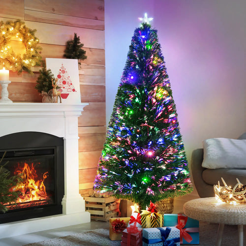 6FT Pre-Lit LED Artificial Christmas Tree, with Stand, Green