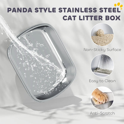 XL Stainless Steel Cat Litter Box with Lid, Scoop, 23.7" x 15.9" x 17.6" Cat Litter Box Enclosures at Gallery Canada