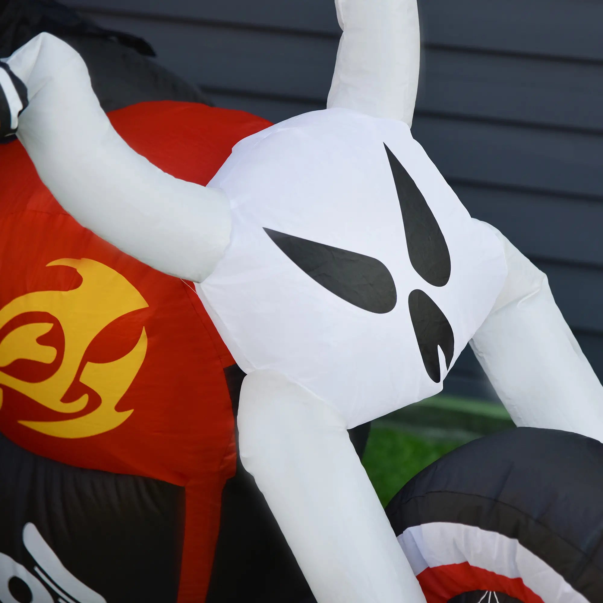 6' Halloween Grim Reaper Flaming Motorcycle LED Inflatable, Outdoor Decor Halloween Decorations at Gallery Canada
