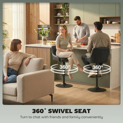 Adjustable Swivel Bar Stools With Backrest, Set Of 2, Black Bar Stools at Gallery Canada