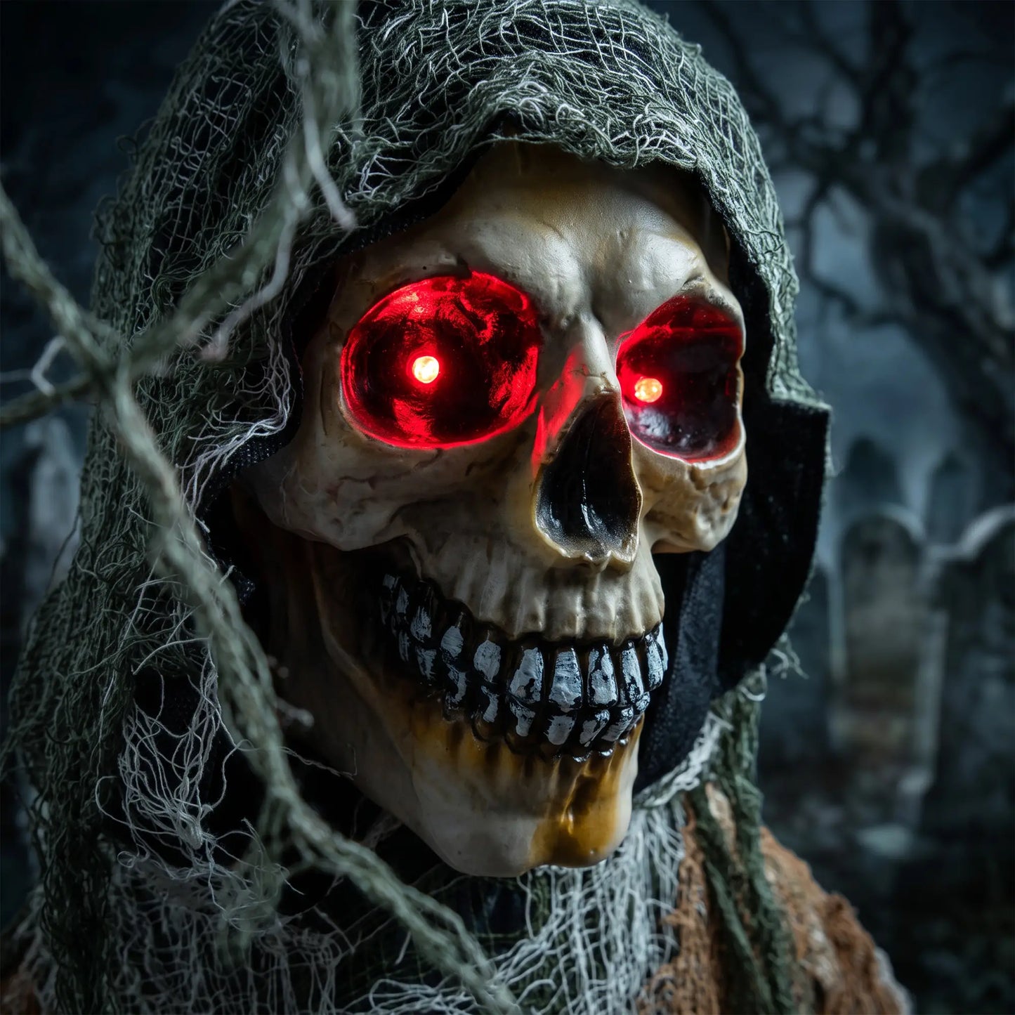 5.6 Ft Animated Grim Reaper Halloween Animatronic, Moves & Glows