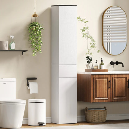 Tall Bathroom Cabinet, 2 Cupboards And Drawer, Adjustable Shelves, White Freestanding Bathroom Cabinets at Gallery Canada