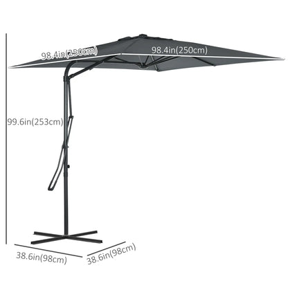 8FT Cantilever Patio Umbrella, Offset with Cross Base, Dark Gray Cantilever Umbrellas at Gallery Canada