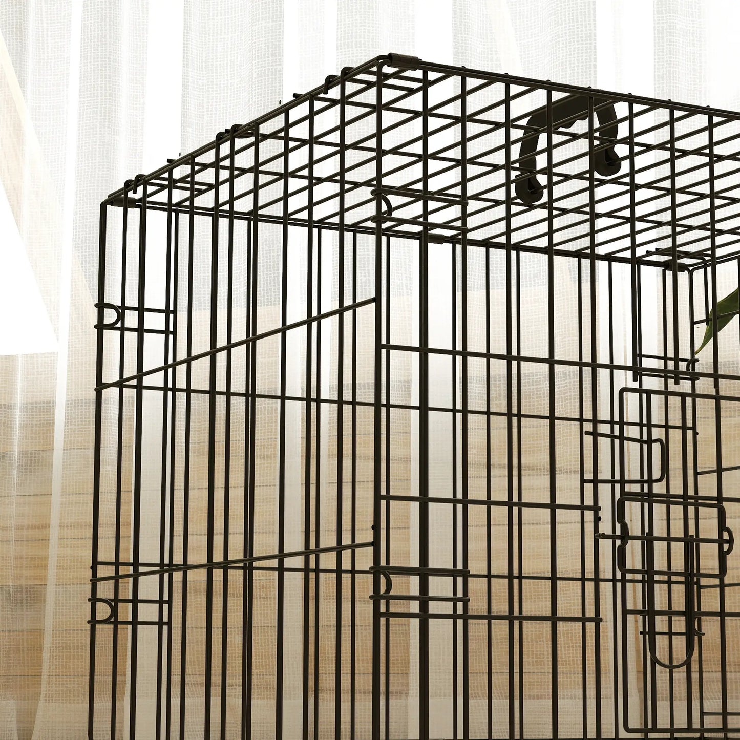 24" Dog Crate, 2 Doors, Folding Metal Cage, Removable Tray, Black Dog Cages & Crates at Gallery Canada