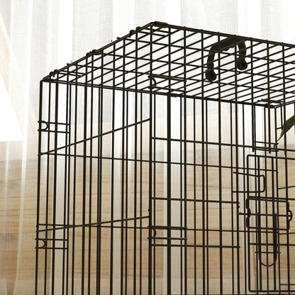 24" Dog Crate, 2 Doors, Folding Metal Cage, Removable Tray, Black Dog Cages & Crates at Gallery Canada