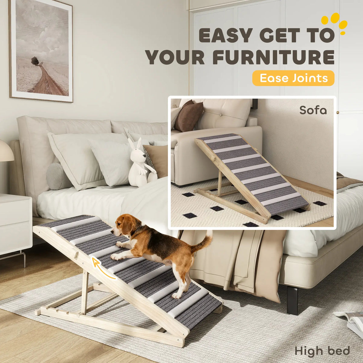 Foldable Dog Ramp For Couch, 4 Adjustable Height 14" to 20", Small to Large Dog Dog Stairs at Gallery Canada