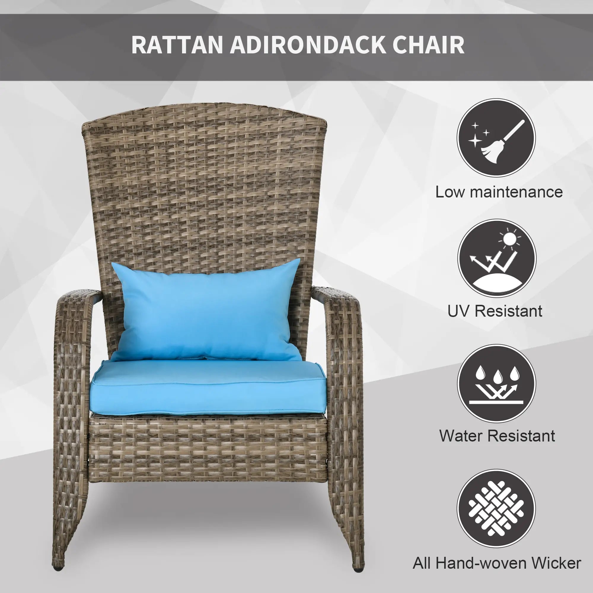 Wicker Adirondack Chair With Cushions, Blue Patio Chairs at Gallery Canada