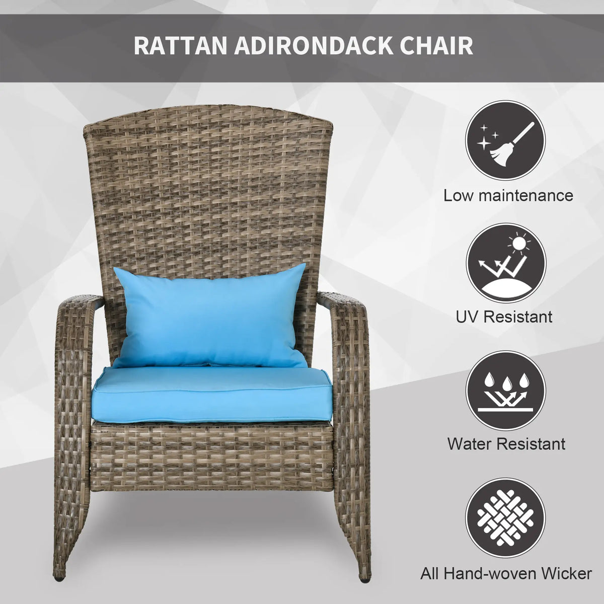 Wicker Adirondack Chair With Cushions, Blue Patio Chairs at Gallery Canada