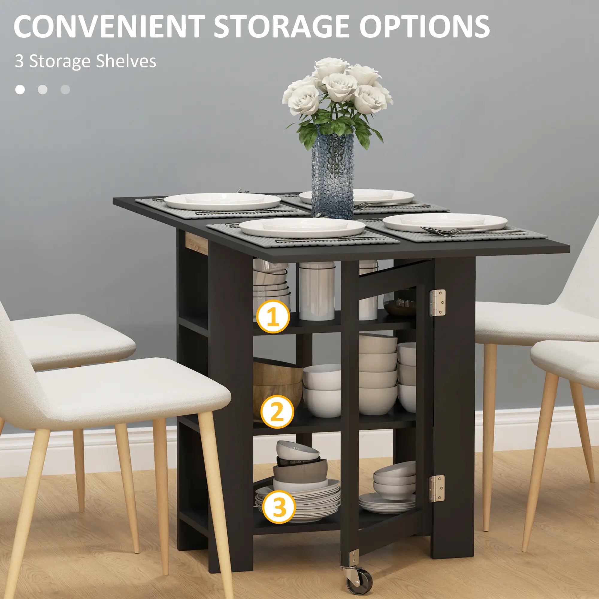 Folding Dining Table With Storage, Drop Leaf Kitchen Table, Black Bar Tables & Dining Tables at Gallery Canada