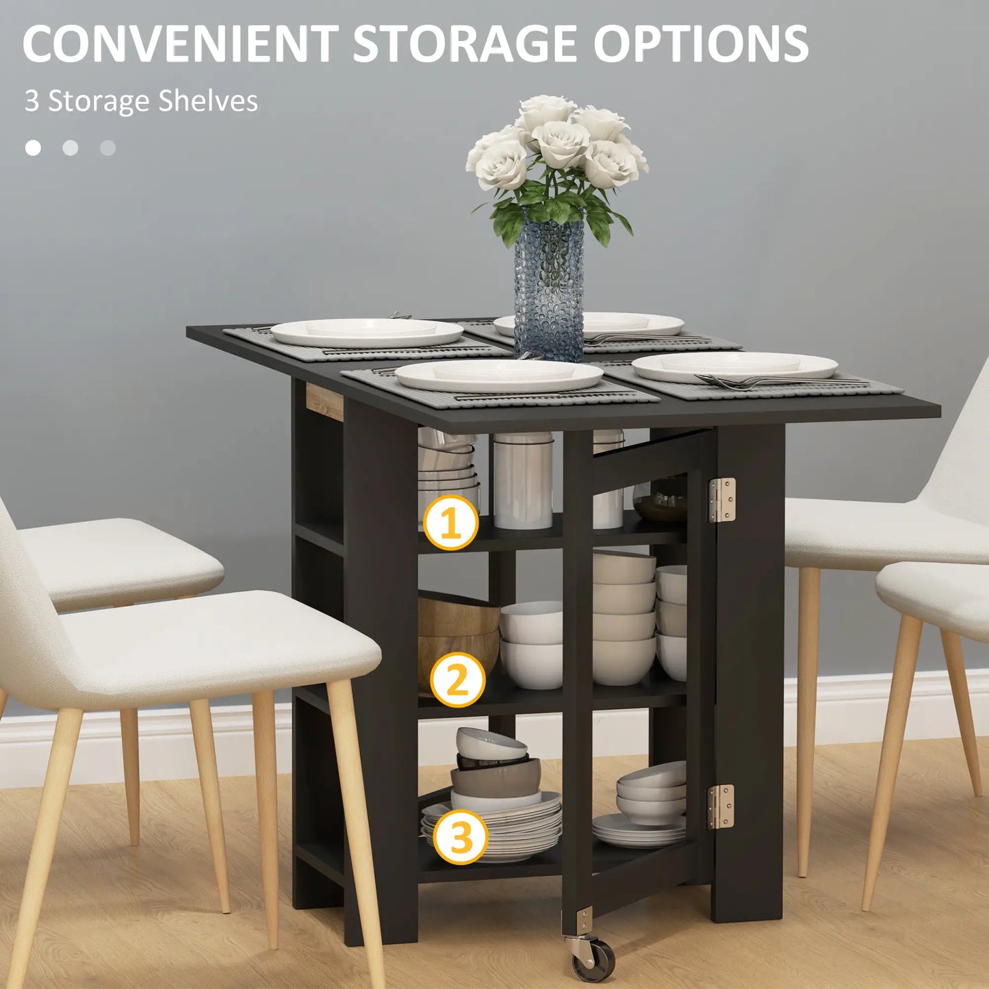 Folding Dining Table With Storage, Drop Leaf Kitchen Table, Black Bar Tables & Dining Tables at Gallery Canada