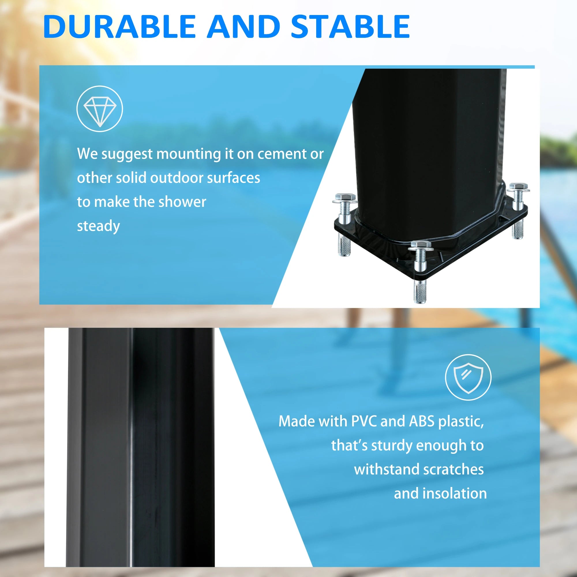 7ft Outdoor Solar Shower, 360 Rotating Head, Foot Faucet, Adjustable Outdoor Swimming Pools & Hot Tubs at Gallery Canada