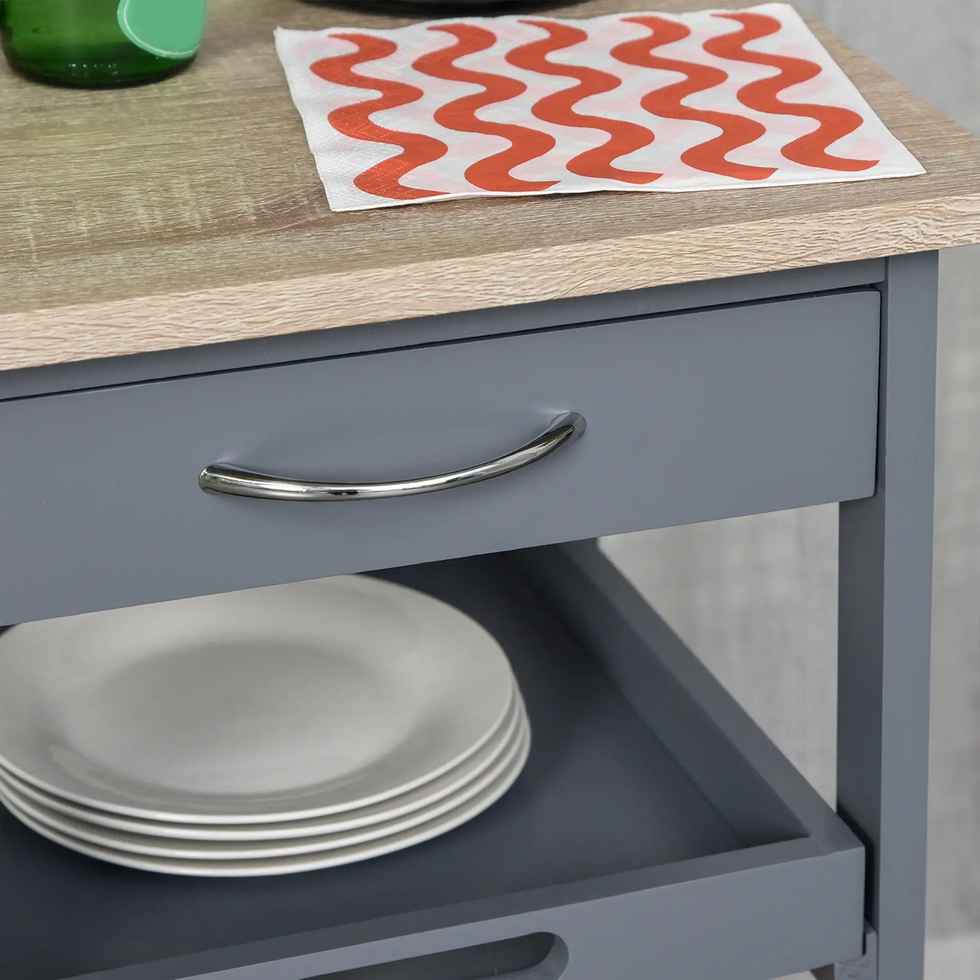 Kitchen Island Rolling Cart with Drawer, Grey Kitchen Islands & Kitchen Carts at Gallery Canada