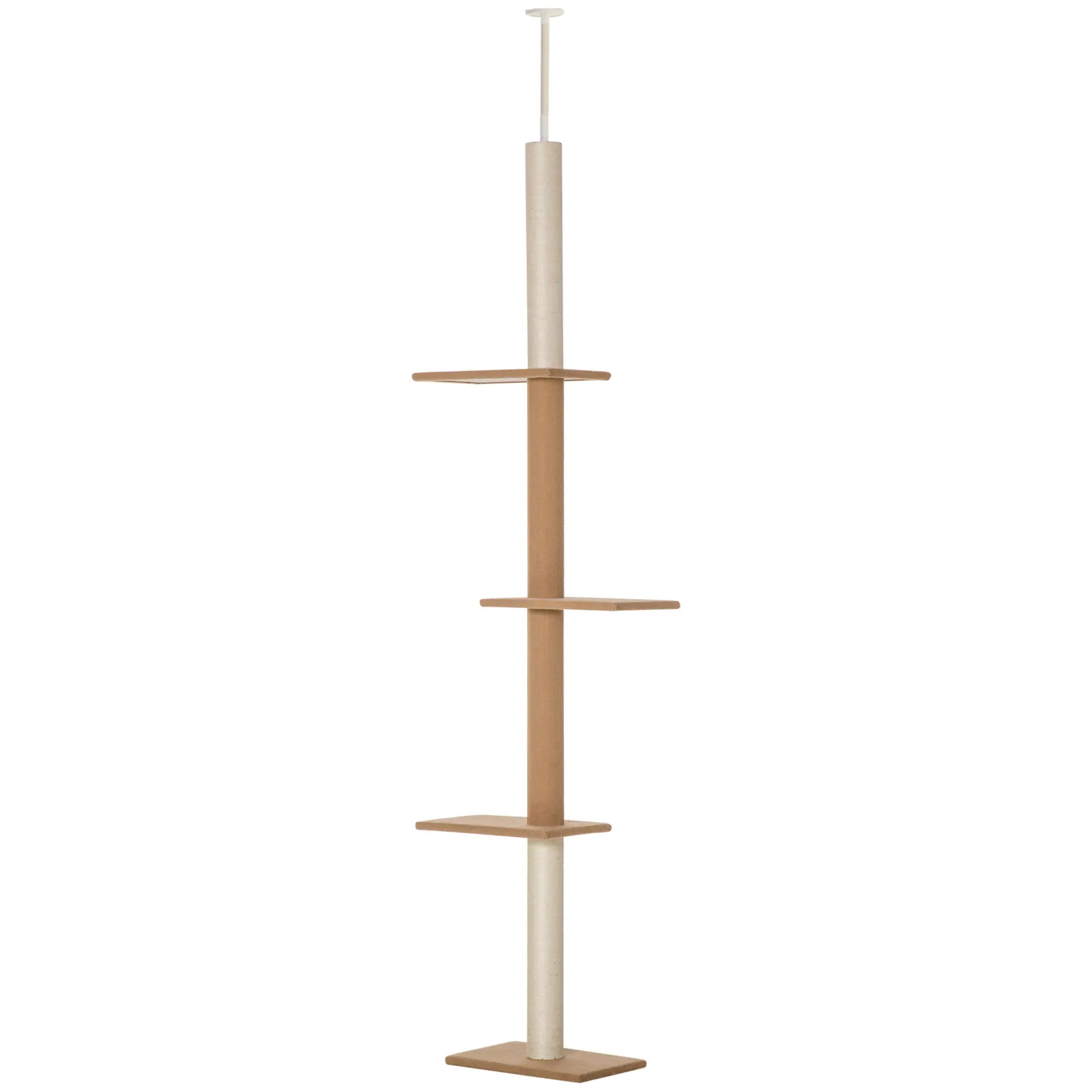 100 Floor To Ceiling Cat Tree, 3 Perches Activity Center, Brown Floor to Ceiling Cat Trees at Gallery Canada