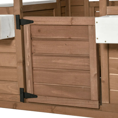 Kids Wooden Playhouse, Outdoor Cottage with Flower Pot Holder, Brown Play Houses at Gallery Canada
