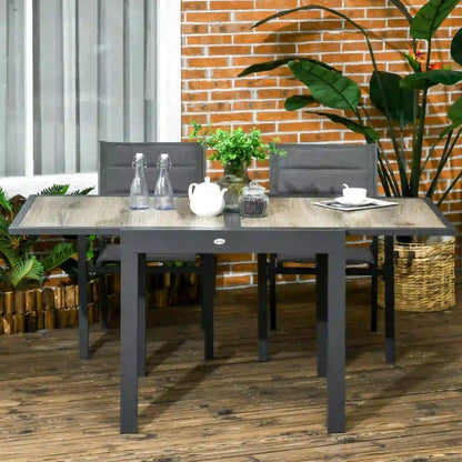 Extendable Dining Table, Rectangular Outdoor Table, Aluminum Frame, Plastic Top, Beige Patio Dinning Tables at Gallery Canada