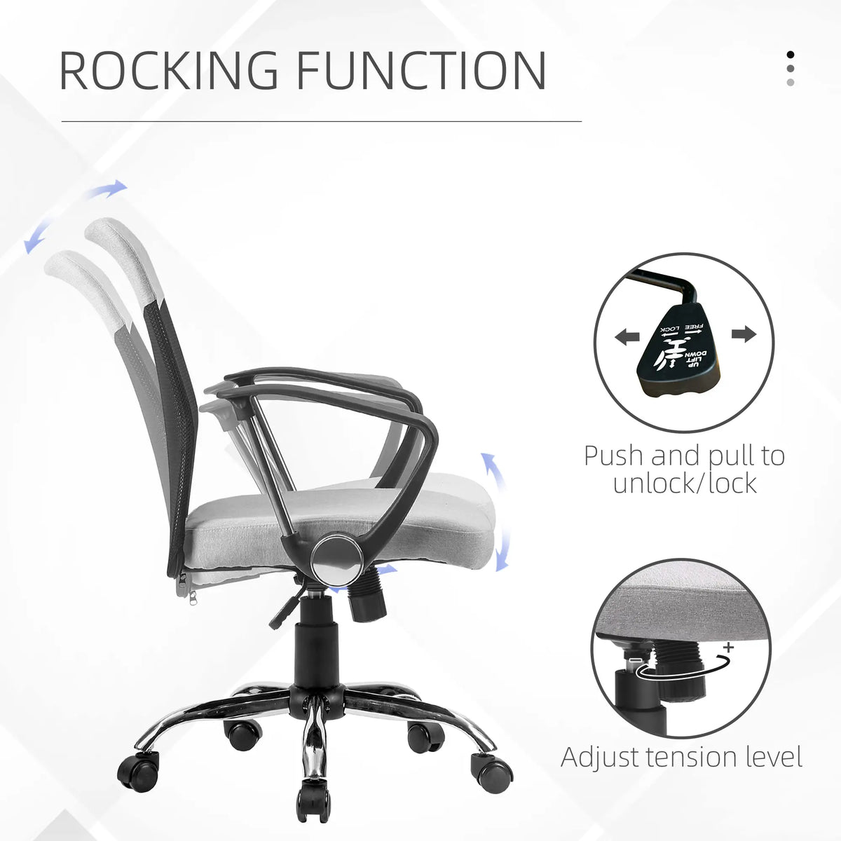 Mid Back Office Chair, Linen Mesh Desk Chair, Adjustable Height, Grey Executive & Manager Chairs at Gallery Canada