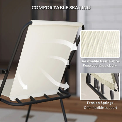 6 Piece Patio Dining Set, Glass Table, Folding Chairs, Cream White Outdoor Dining Sets at Gallery Canada
