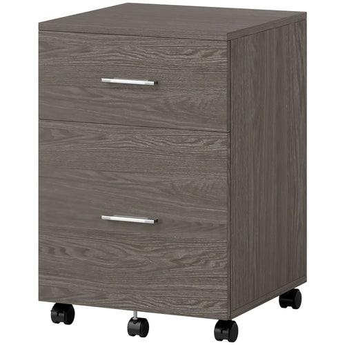 Mobile Vertical File Cabinet, 2 Drawers with Wheels, Letter or A4, Grey
