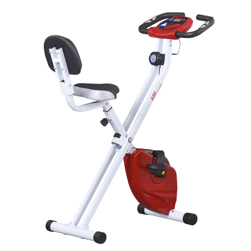 Foldable Indoor Bike, 8 Level Magnetic Resistance, Cardio Exercise, Red
