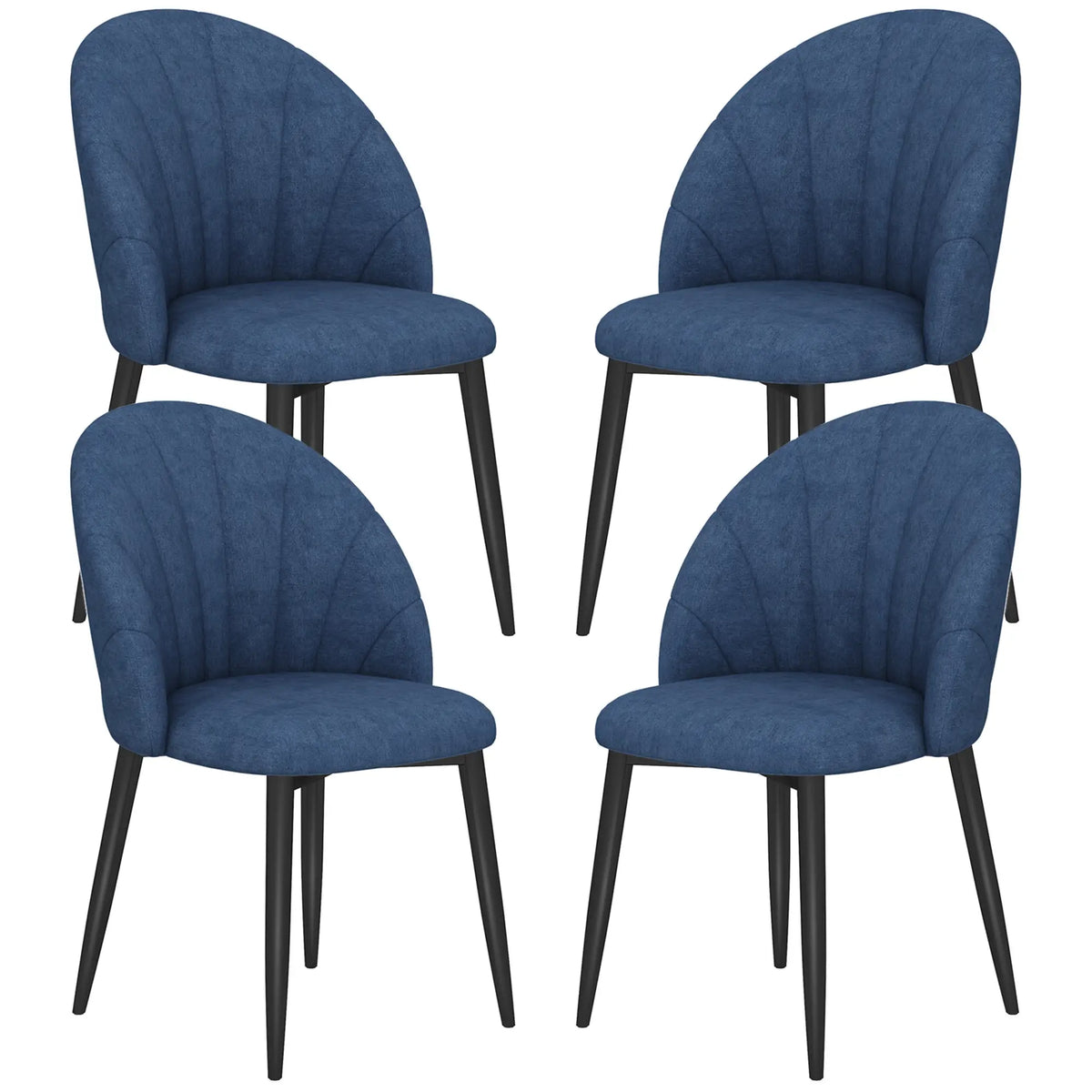 Modern Dining Chairs Set of 4, Upholstered, Metal Legs, Blue Dining Chairs at Gallery Canada