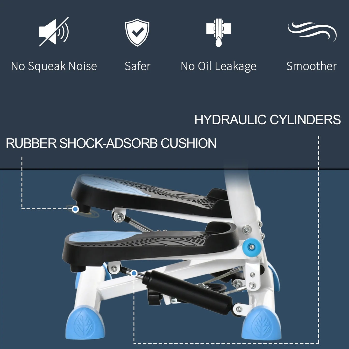 Twist Stepper, Adjustable Resistance, LCD Screen, White & Blue Exercise & Stationary Bikes at Gallery Canada
