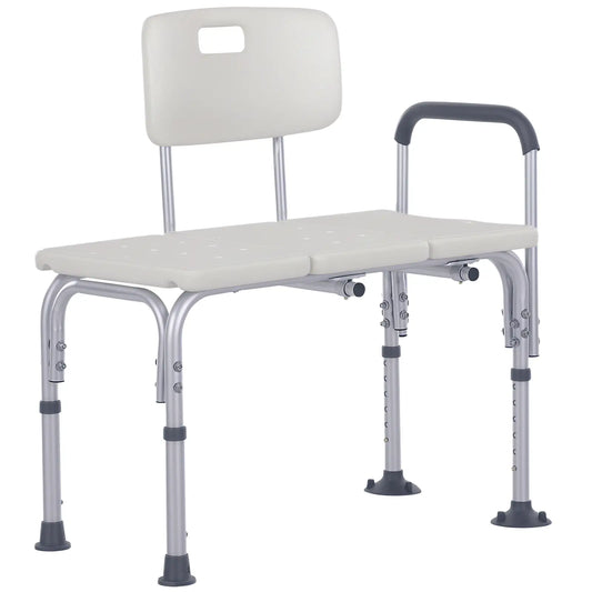 6-Level Adjustable Bath Shower Bench, Aluminum, Non-Slip Feet, White Bath Chairs White at Gallery Canada
