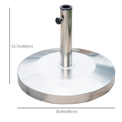 19" Round Patio Umbrella Stand, Stainless Steel Base, Silver Umbrella Bases at Gallery Canada