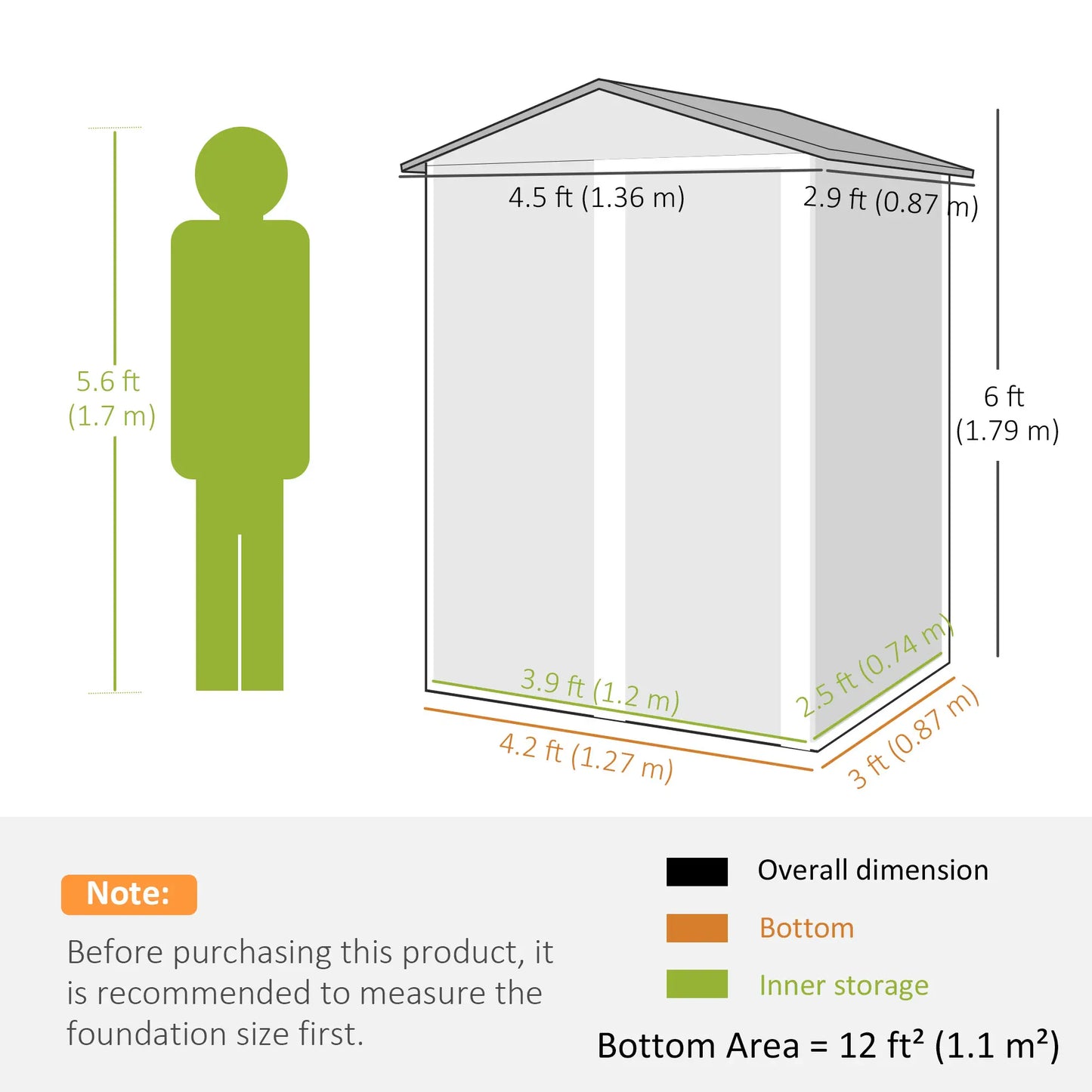 4.5 x 3ft Outdoor Storage Shed, Waterproof Metal Garden Shed, Light Grey Sheds at Gallery Canada