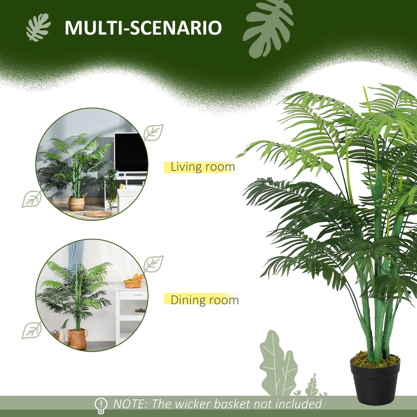 4FT Artificial Palm Tree, Fake Tropical Plant, Green Artificial Trees at Gallery Canada