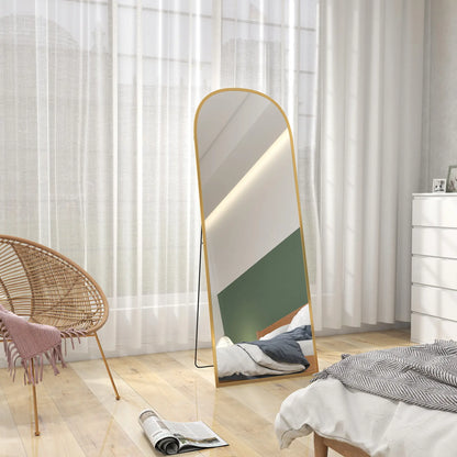 Arched Standing Mirror, 64" x 24", Full Length Mirror, Gold Full Length Mirrors at Gallery Canada