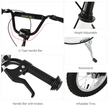 Dual Brakes Kick Scooter, 12-Inch Inflatable Wheel, Age 5+, White Scooters at Gallery Canada