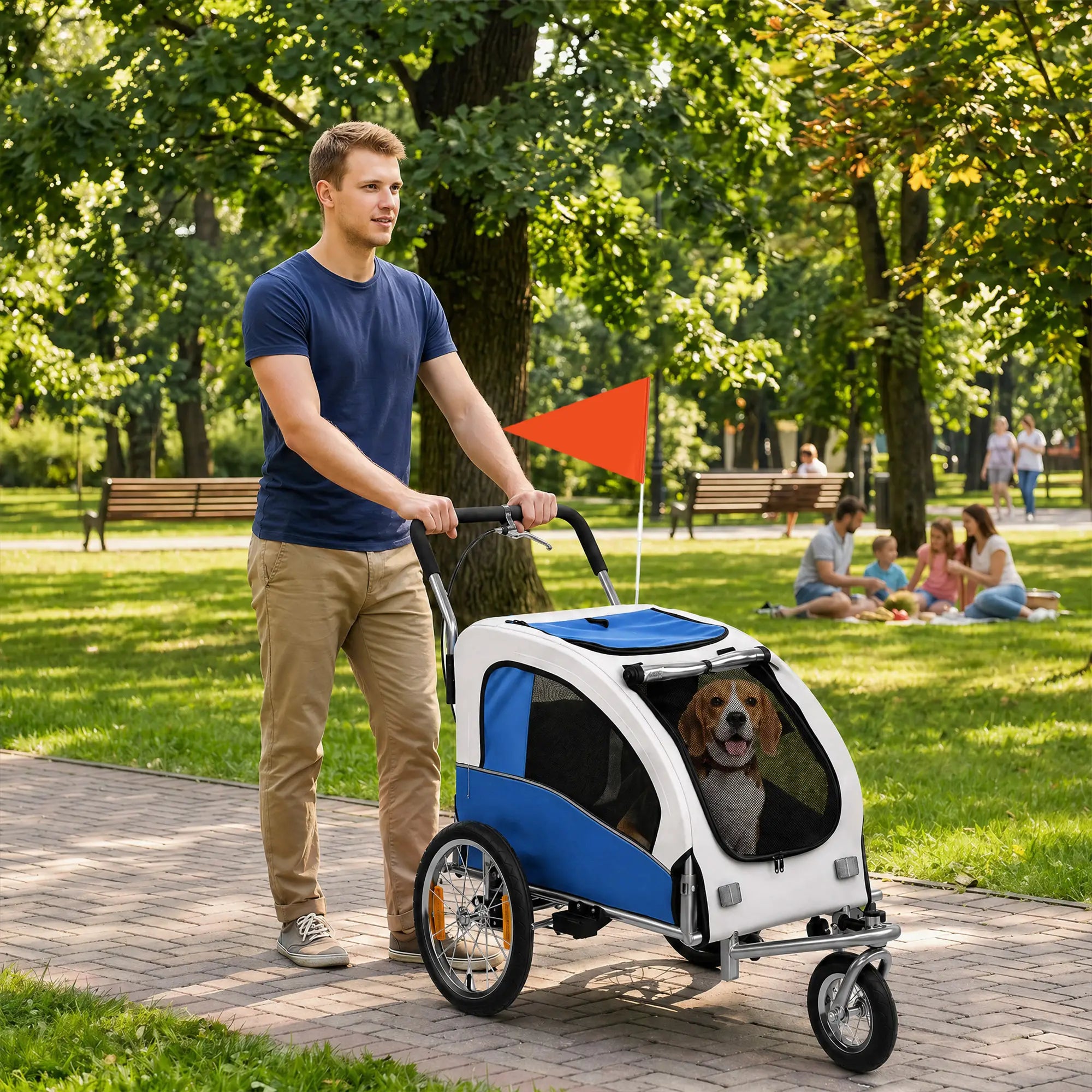 2 In 1 Dog Bike Trailer, Foldable Pet Stroller, Light Grey Dog Bike Trailers & Strollers at Gallery Canada