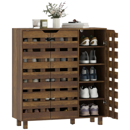 Shoe Cabinet, 21 Pair Storage, Hollowed-Out Doors, Distressed Brown Shoe Storage Cabinets & Racks at Gallery Canada