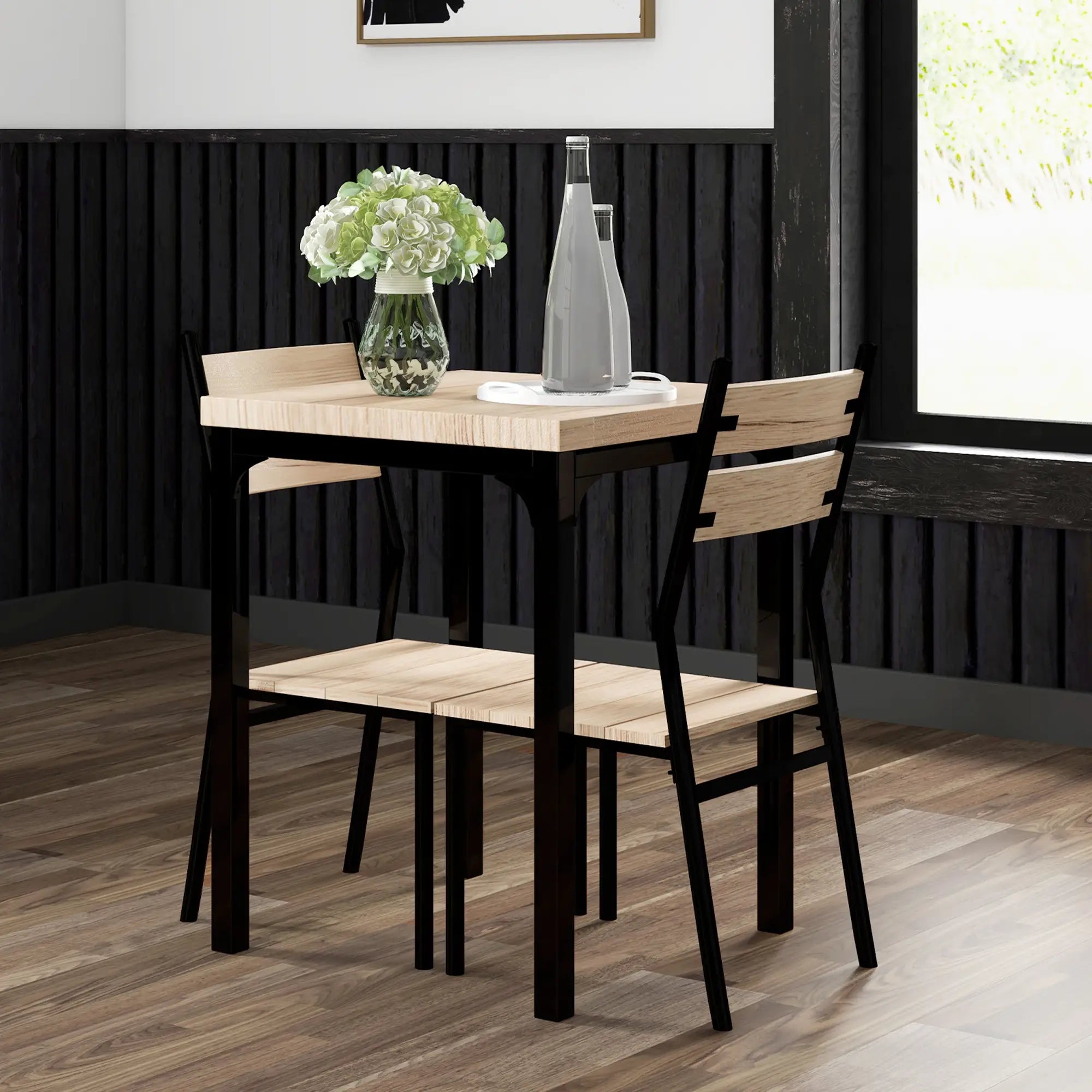 2-Piece Dining Table Set, Natural Wood, Metal Legs Bar Sets at Gallery Canada